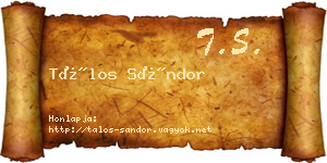 Tálos Sándor névjegykártya